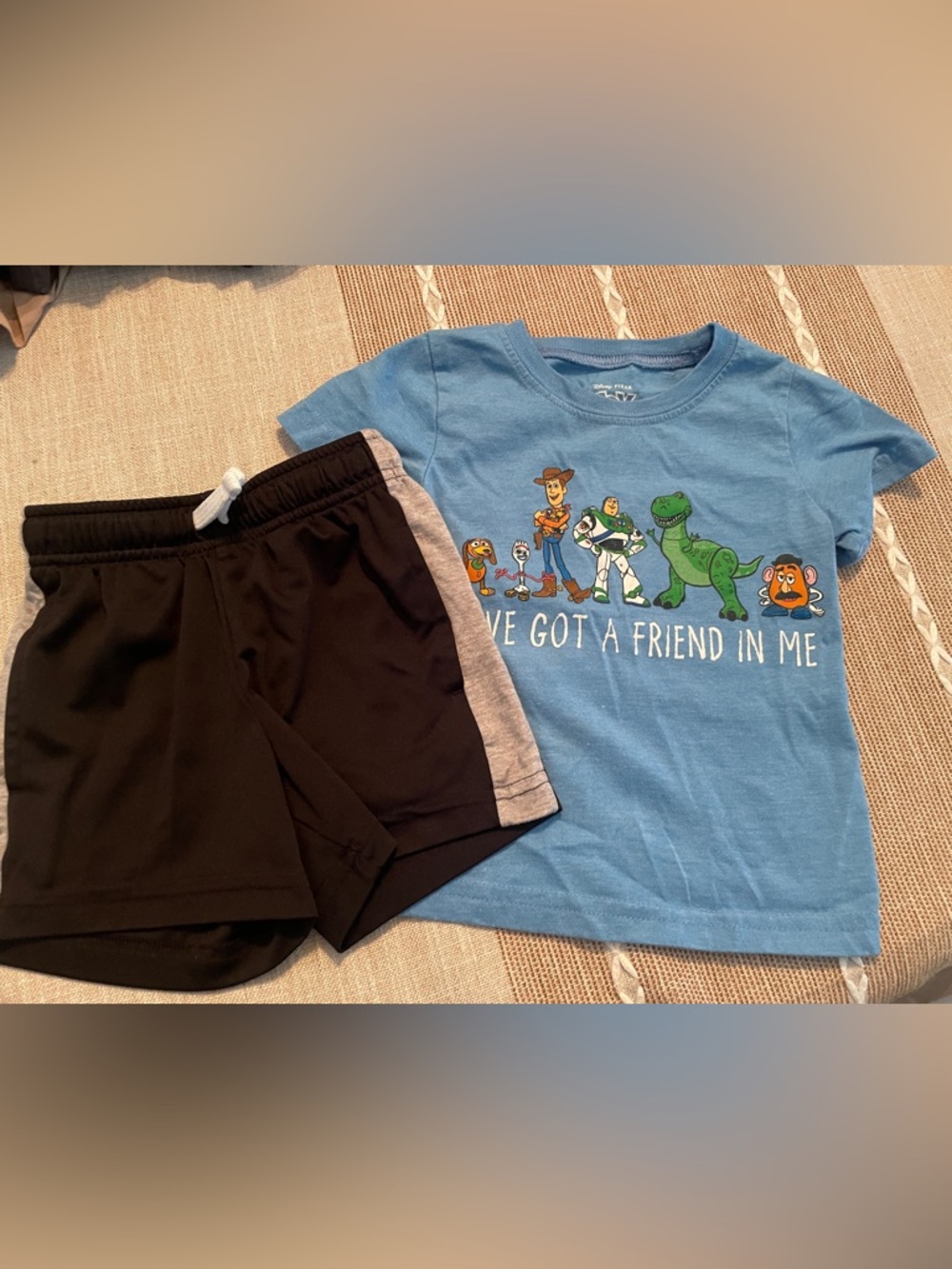 Active USA Black Shorts with Blue Tee Accent